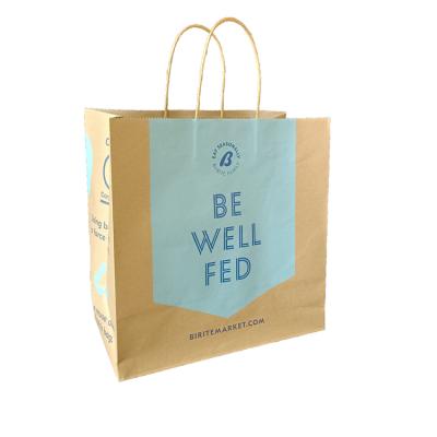 China 2021 Biodegradable Customized Printed Your Own Logo White Brown Kraft Gift Craft Shopping Paper Bag With Handles for sale