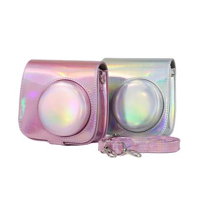 China PU Caiul Instax Mini Instant Film Camera Mini High Grade Iridescent 8/9 Gradient Laser Camera Protective Bag for sale