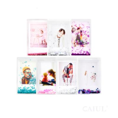 China Caiul 2X3 Liquid Glitter Picture Frame Fujifilm Instax Mini Film Clear Acrylic Quicksand Handy Photo Frame for sale