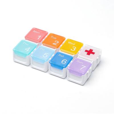 China Portable Plastic Pill Dispenser Pill Box Vitamin Capsule Medication Pill Box Organizer Storage Box TE06B Tetris Weekly 8 Plastic Case for sale