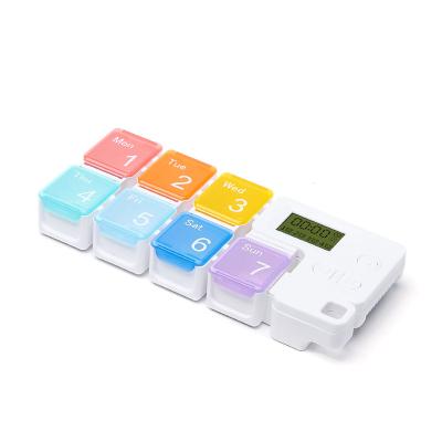 China PP Plastic TE03B Tetris Electronic 7 Day Medicine Box Dispenser Pill Organizer Weekly Storage Timer Reminder Pill Box With Alarm for sale