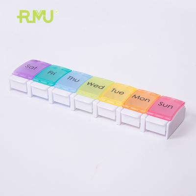 China Weekly Piano Key Switch TS08B Rainbow Color 7 Day Pill Organizer Plastic Case Piano Key Switch Medicine Holder Pill Box 7 for sale