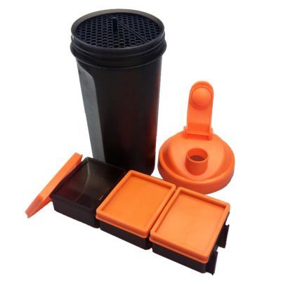 China 1L Plastic Sustainable PP Big Sports Water Drinks Cup Protein Mix Gym Shaker Bottle With Small Container for sale