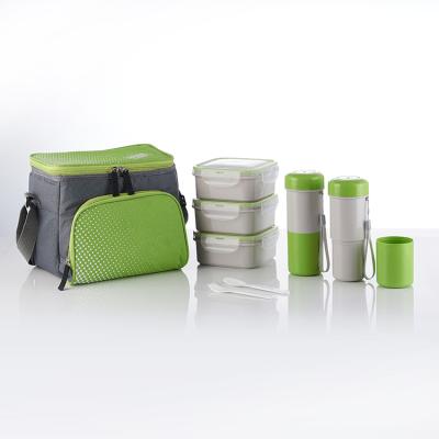 China Insulated School Kids Insulated Lunch Bag with Bento Box and Bottle, Picnic Food Storage Cooler Bag Set for sale