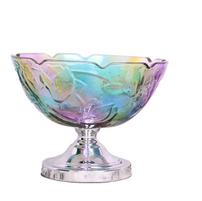 China China Crystal Glass Fruit Bowl Decoration Fruit Dish Creative Piece Colored Glass Craft for sale