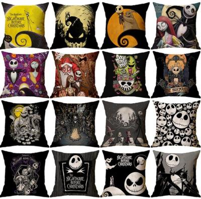 China Hotel Pillow New Skeleton Halloween Pillow Canvas Cover Can Customize Witch Series Pillow Cover for sale