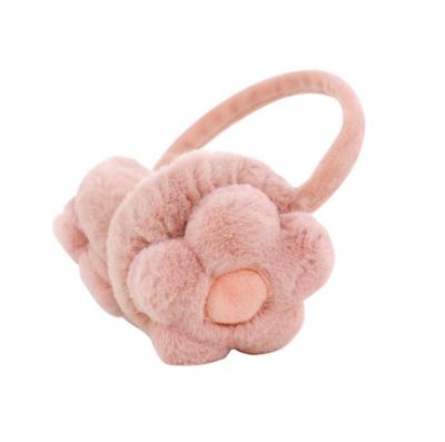 China Cute Foldable Winter Plush 3D Flower Ear Bag Warm Earmuff for sale