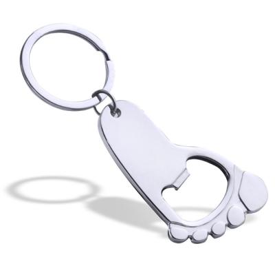 China Simple Metal Stainless Steel Opener Foot Small Creative Bottle Opener for sale