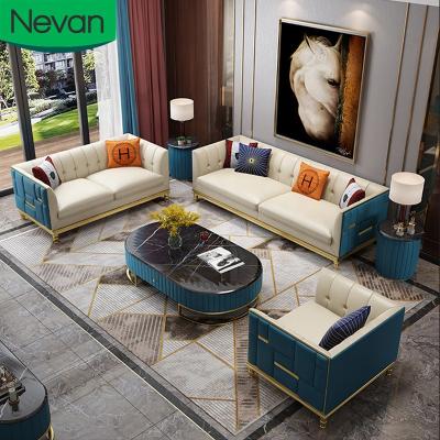 China (Others)Adjustable 3 2 1 Set Living Room High End High Quality Home Furniture Green Luxury Italian Leather Sofa Set for sale