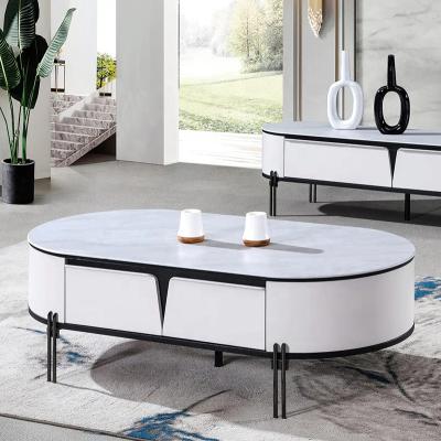 China Luxury modern white high gloss wooden coffee table with metal legs for sale