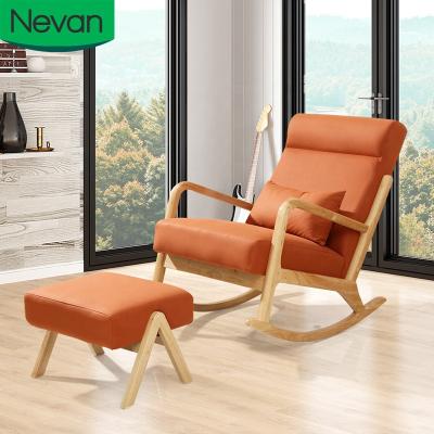 China Modular Cheap Nordic Modern Indoor Leisure Design Solid Wood Legs Adult Wooden Rocking Chair Mechanism For Living Room for sale