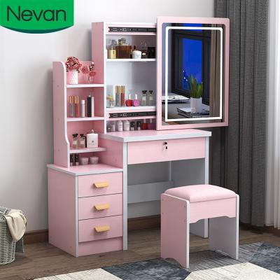 China Nordic Style Women Sleep Room Mini Storage Elegant Wooden Dresser Wardrobe With Mirror for sale