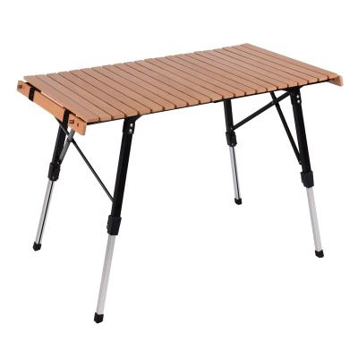 China Leg is 2021 Simple Folding Portable Wooden Folding Camping Roll Table Wooden Roll Table Camping Roll for sale