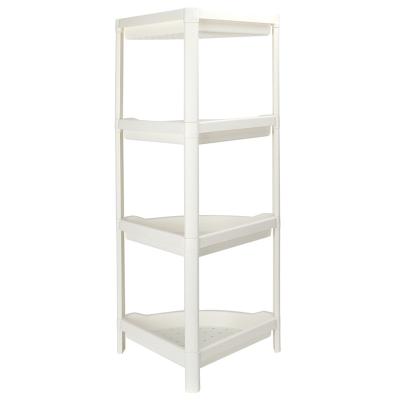 China Triangular Shaped Plastic Bathroom 4 Tiers Shelf Bathroom Storage Rack Corner Rack for sale