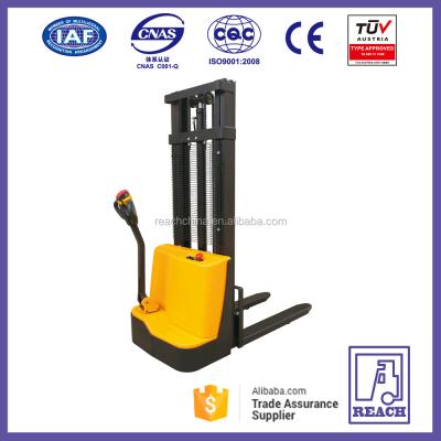 China Professional Portable Load Capacity Mini Electric Pallet Stacker Machine 250*75mm for sale