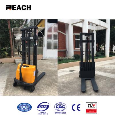 China Pallet stacker 1 ton semi electric stacker 180*50mm battery operated for sale