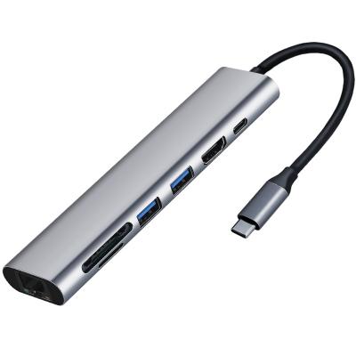 China Aluminum Alloy Promotion C Hard Drive Macbook Pro Ethernet Docking Station Adapter 7-In-1 7 USB 3.1 Hub for sale