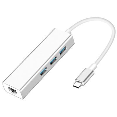 China USB 3.0 USB-C Port 3 USB Hub to RJ45 LAN Type C to Ethernet Adapter for MacBook Laptop USBC Hub OF-8006C for sale