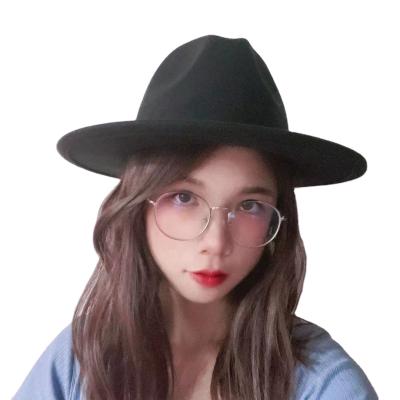 China New Next Jazz Hat Fedora Hat With Brim Wide Brim Unisex Stylish Wide Felt Hats Washable Leather Ribbon for sale