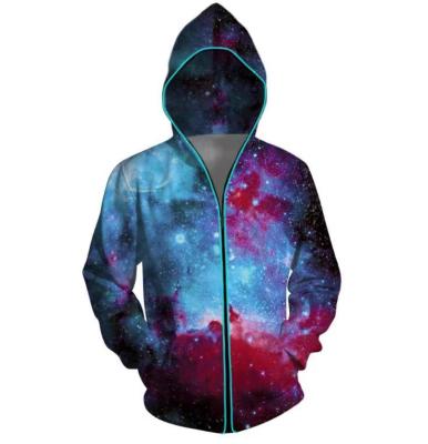 China Material Copy LOGO Customized Led Hoodies Anti-Shrink Polyester Performance Full Wear EDM EL Wire Glowing Light Up Luminours Hoodie for sale