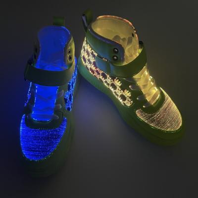 China Cool Breathable Praise Neon Led Light Up Shoes Multi-colors Fiber Optic USB Rechargeable Luminous Sneakers For Dance Party for sale