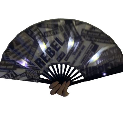 China 2021 Unique Customized Product Led Folding Light Up Bamboo Paper Fan Handfans For Party for sale