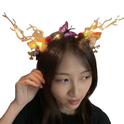 China Glow in the Glowing Elks Berry Cat Ears Party Headbands Dark Praise Antler Headband Christmas Headband for sale