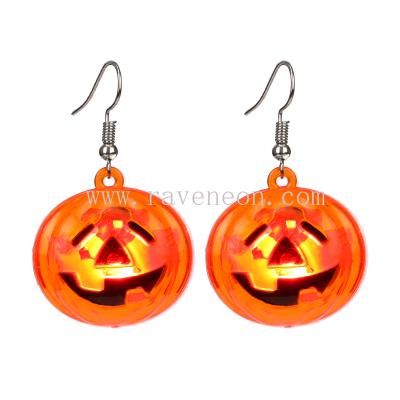 China Unique Best Price Led Light Up Pumpkin Earrings Party Decoration Led Flashing Earrings For Halloween for sale