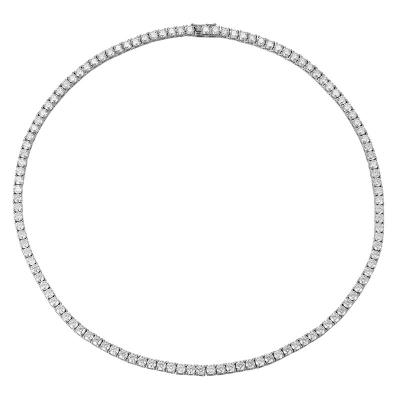 China Fine Moissanite Necklace 925 Sterling Silver Moissanite Diamond Tennis Necklace Hiphop Jewelry Chain Hip Hop Necklace for sale