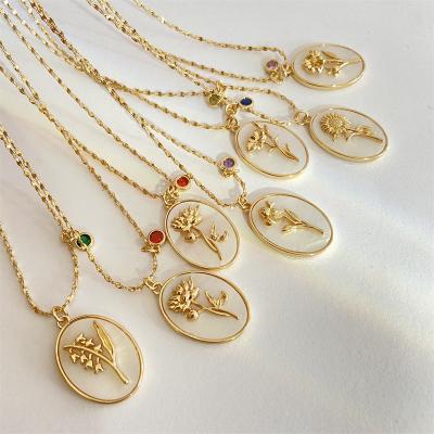 China Real CLASSIC Oval Female Shell Necklace Female Birthstone Birthstone Clavicle Chain December Flower Real CLASSIC Necklace for sale