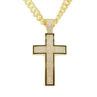 China Other hip hop men bossy full of Cuban hip-hop pendant personality hipster drill cross chain necklace accessories for sale