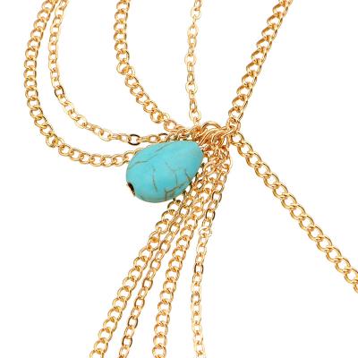 China ALLOY Turquoise Tassel Headdress Forehead Jewelry for sale