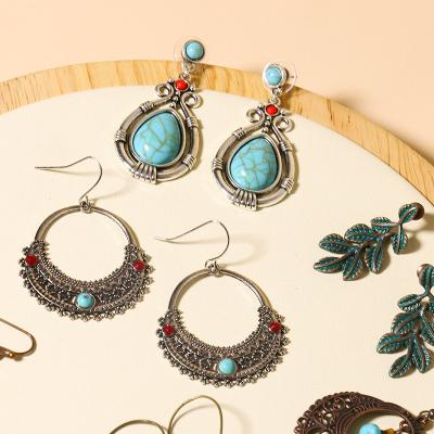 China BOHEMIA Ladies Turquoise Earrings Bohemian Earrings Jewelry Fashionable Handmade Fine Long Drop Tassel Drop Earrings for sale