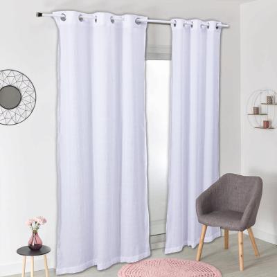 China Blackout Natural Soft Treatment Rod Pocket Crumble Pleat 85gsmMF Window Curtain 4PCS Panels For Bedroom for sale