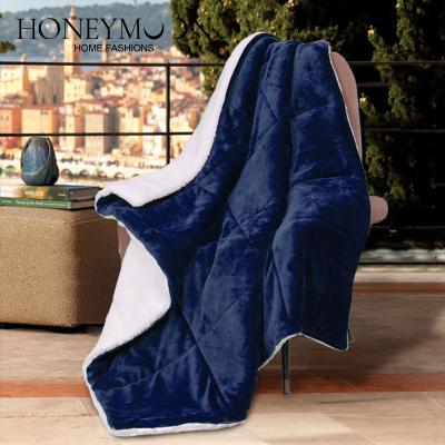 China HONEYMOON Wholesale Anti-Static Modern Polyester Christmas Throw Super Soft 100% Reversible Quilt Blanket Sherpa Throw Customized for sale