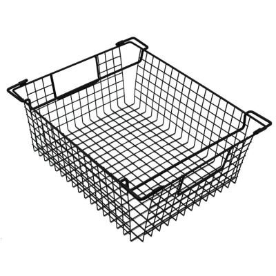 China Portable Factory Wholesale Stainless Steel 304 Carbon Steel Metal Iron Wire Basket Black Storage Basket For Furniture Items Storage for sale