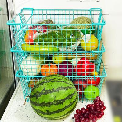 China Portable Wholesale Metal Wire Storage Basket Rectangular Toy Bin Detachable Accessoris Basket Wire Mesh Storage Basket for sale