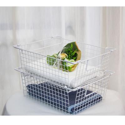 China Portable Top Selling Wire Basket Stackable Fruits Vegetables Metal Mesh Bin Organizer Kitchen Storage Basket for sale