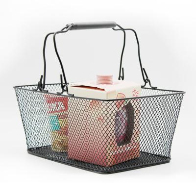 China Retail Grocery Baskets Shopping Basket Supermarket Shopping Small Basket Red Blue Customized Handle Material FG-B007 for sale