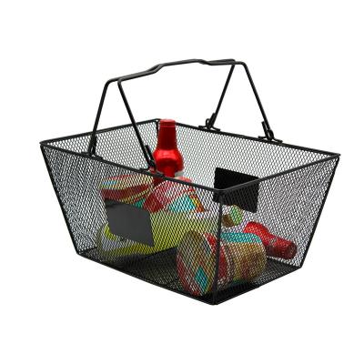 China Portable Supermarket Basket Metal Mesh Handheld Shopping Portable Black Plastic Fruit Storage Basket for Shopping for sale