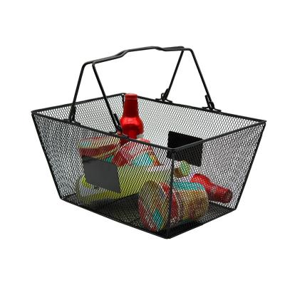 China Portable Custom Supermarket Wire Shopping Basket Popular Retail Product Home Metal Mesh Storage Basket for sale