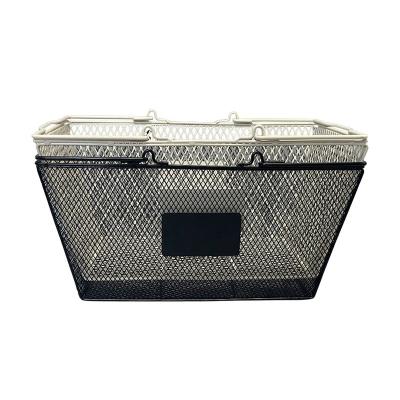 China Portable Factory Price Large Capacity Steel Handle Flat Hand Basket For Supermarket Shopping for sale