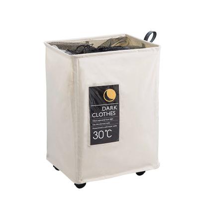 China Craftsman Metal Wire Rim Large Waterproof Hamper Folding Laundry Hamper with Wheels and Logo for sale