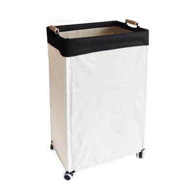 China Fashion Folding Home Box Cart Foldable Double Basket Laundry Baskets for sale