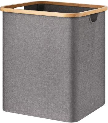 China Modern Folding Laundry Hamper with Bamboo Handle, Gray Basket Baby Laundry Hamper Suitable for Clothing, Blankets, Toy Organizer, Bath for sale