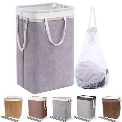 China Practical Folding Cotton And Line Custom Made Storage Basket Laundry Hamper Modern Home Good Helper Multifunctional Folding Basket for sale