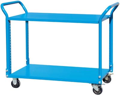 China Assembly Needed Custom Steel Platform Trolley Double Handle Double Metal Tool Rolling Cart for sale