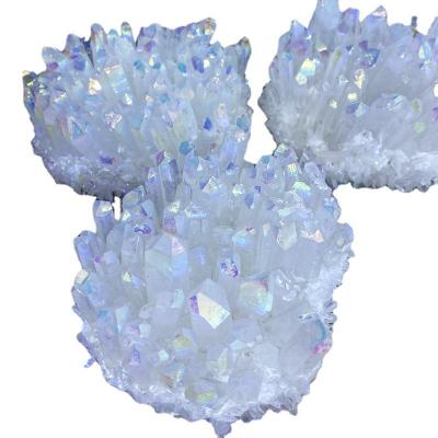 China Wholesale Colorful Electroplating Amethyst Crystal Cluster Ornaments, Original Stone Crystal Custer Ornaments for sale