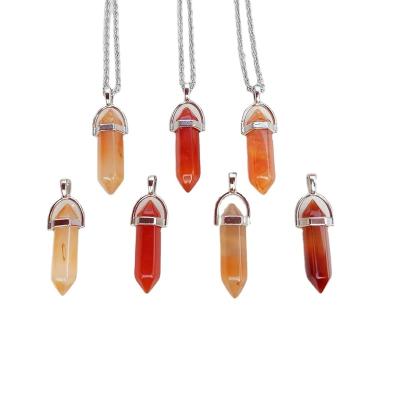 China CLASSIC 2021 Crystal Necklace Silver Wrapped Carnelian Handmade Natural Hot Healing Crystal Point Necklace Silver Tone Handmade for sale