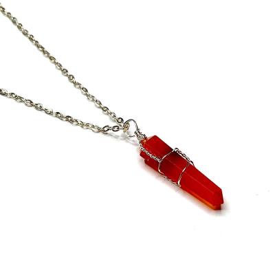 China CLASSIC warm carnelian pendant necklace wire wrapped with free chain ready for ship for sale